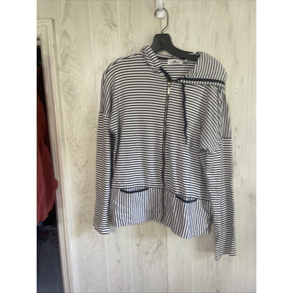 Vineyard Vines Women Dark Blue And White Zip Up Hoodie M